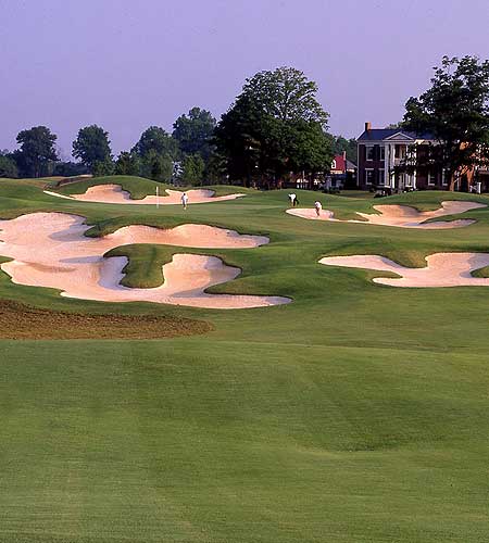 Large golf course with people golfing on it, installed with Zoysiagrass